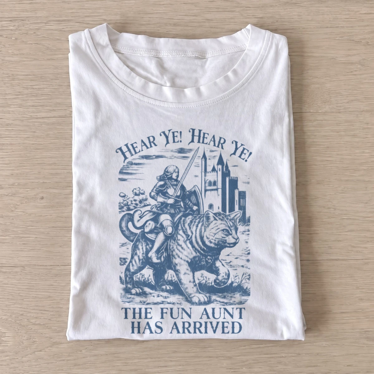 The fun aunt has arrived cat rider t shirt white20fun aunt cat rider.webp