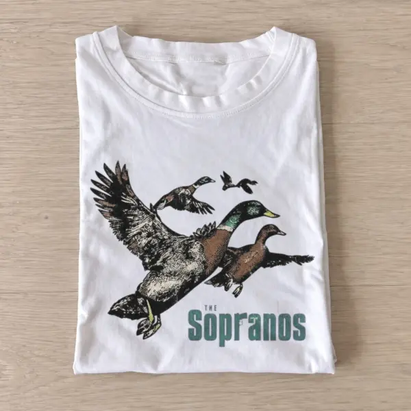 The sopranos mobster ducks graphic t shirt white20mobster ducks.webp