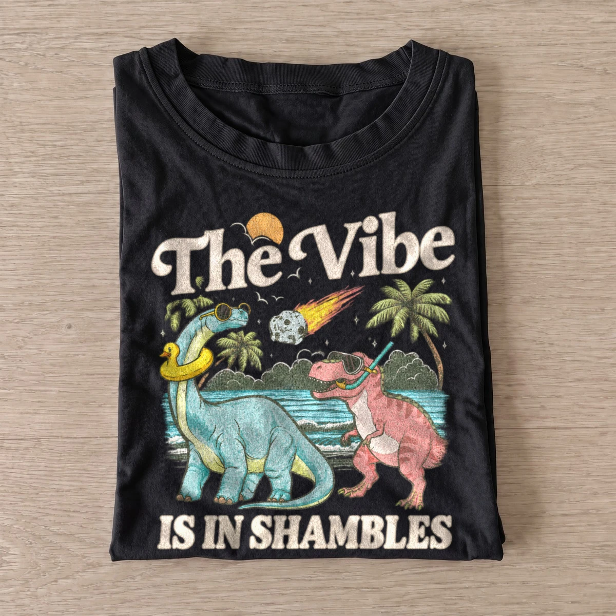 The vibe is in shambles dinosaur t shirt black20dinosaur vibe shambles.webp
