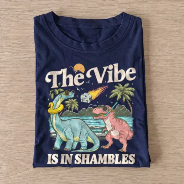 The vibe is in shambles dinosaur t shirt navy20dinosaur vibe shambles.webp