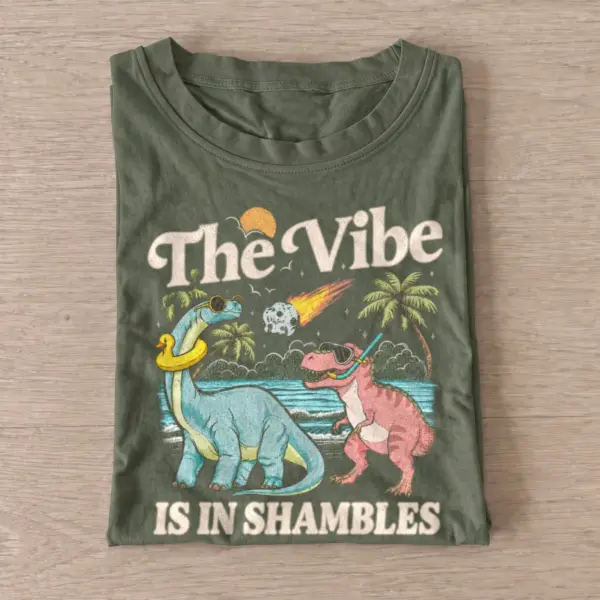 The vibe is in shambles dinosaur t shirt olive20dinosaur vibe shambles.webp