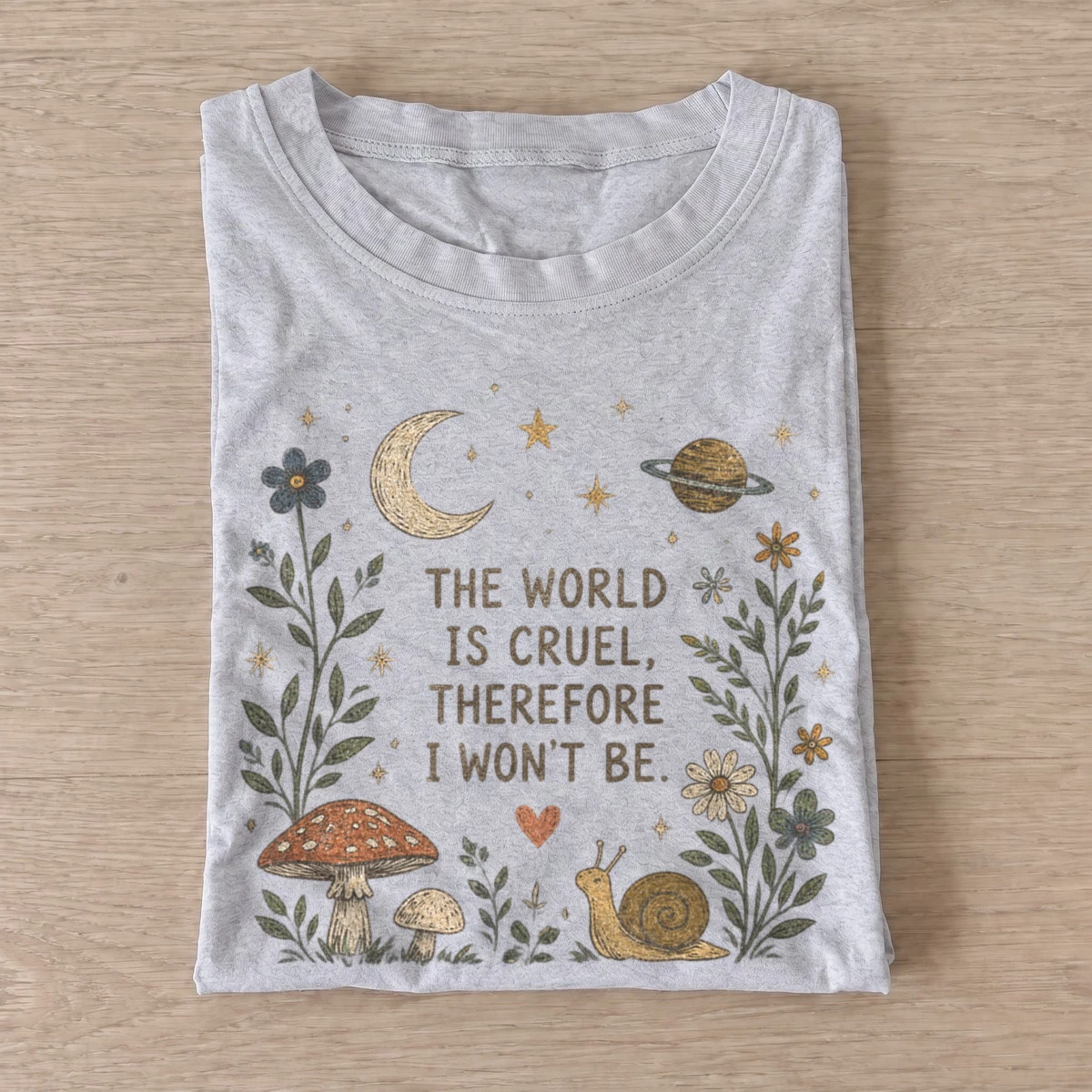 The world is cruel therefore i wont be t shirt gray20choose kindness.webp