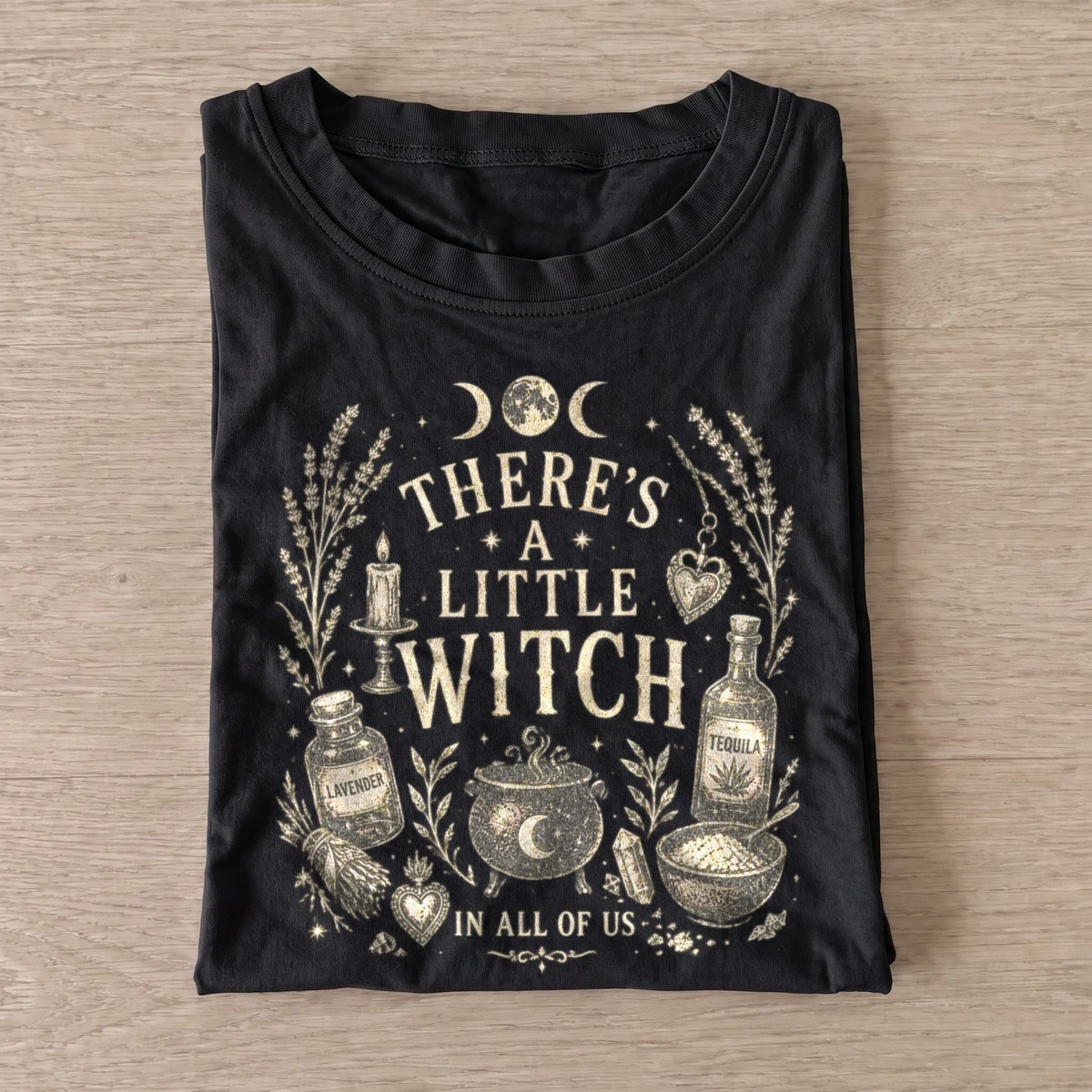 Theres a little witch in all of us t shirt black20little witch potions.webp
