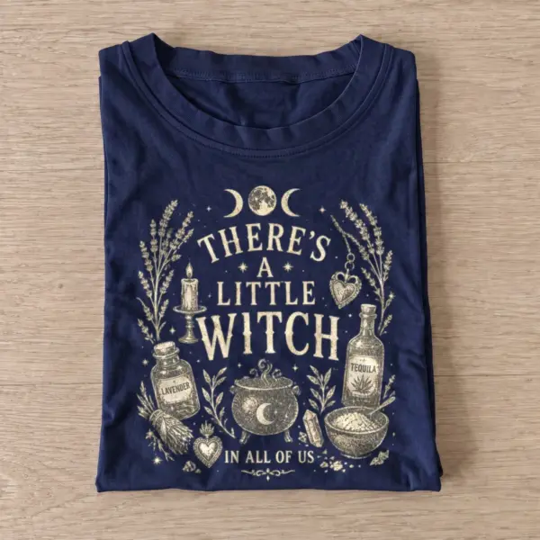 Theres a little witch in all of us t shirt navy20little witch potions.webp