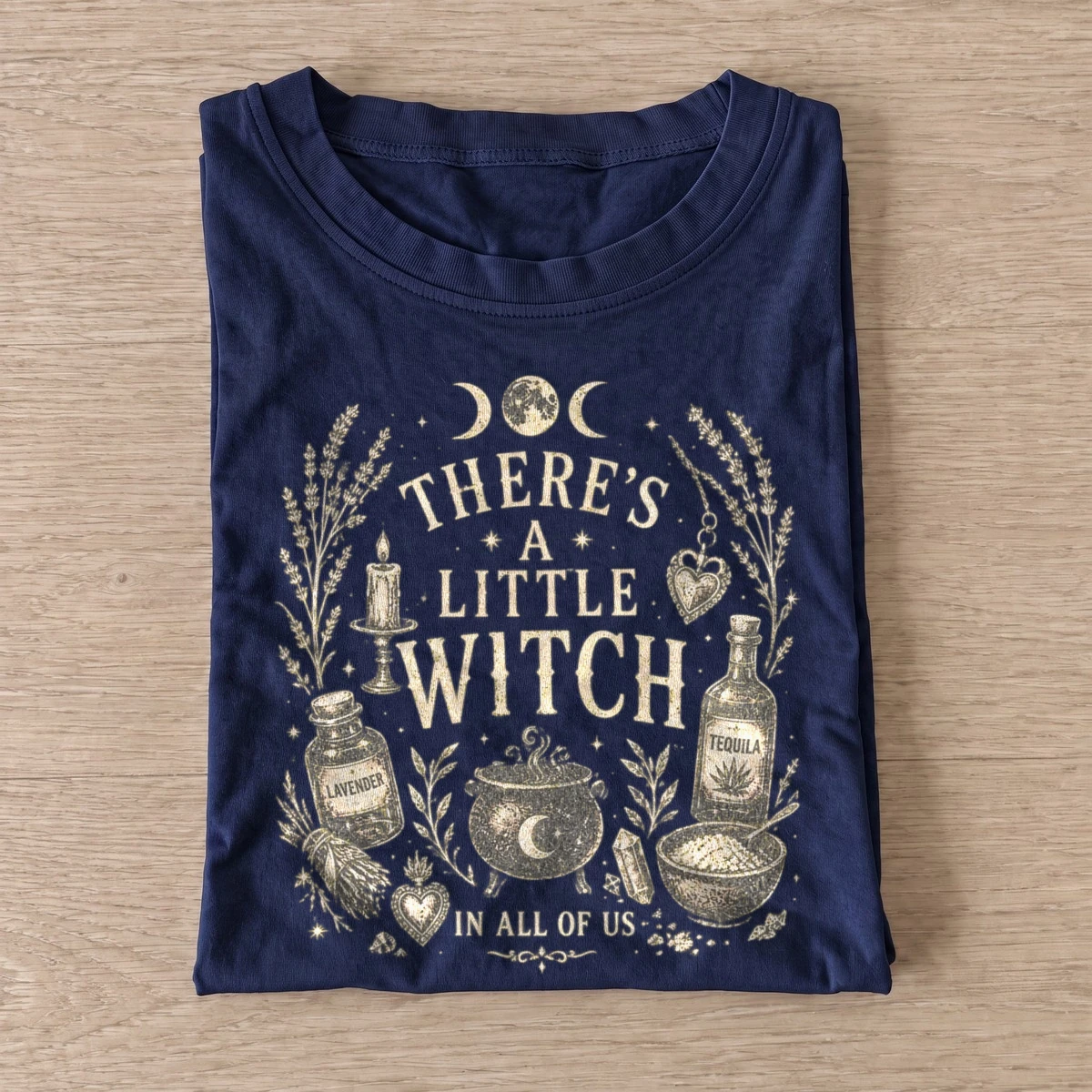 Theres a little witch in all of us t shirt navy20little witch potions.webp