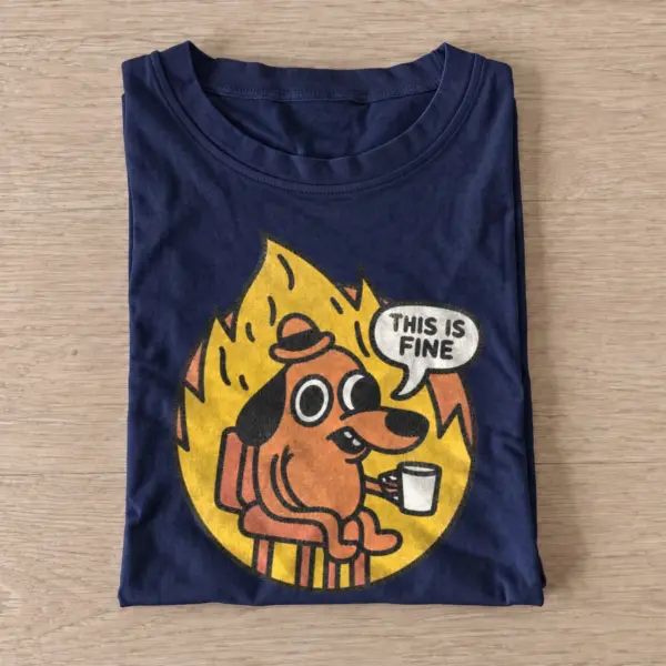 This is fine dog meme t shirt navy20this is fine dog.webp