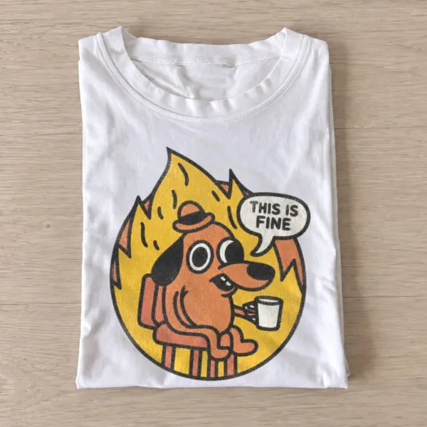 This is fine dog meme t shirt white20this is fine dog.webp