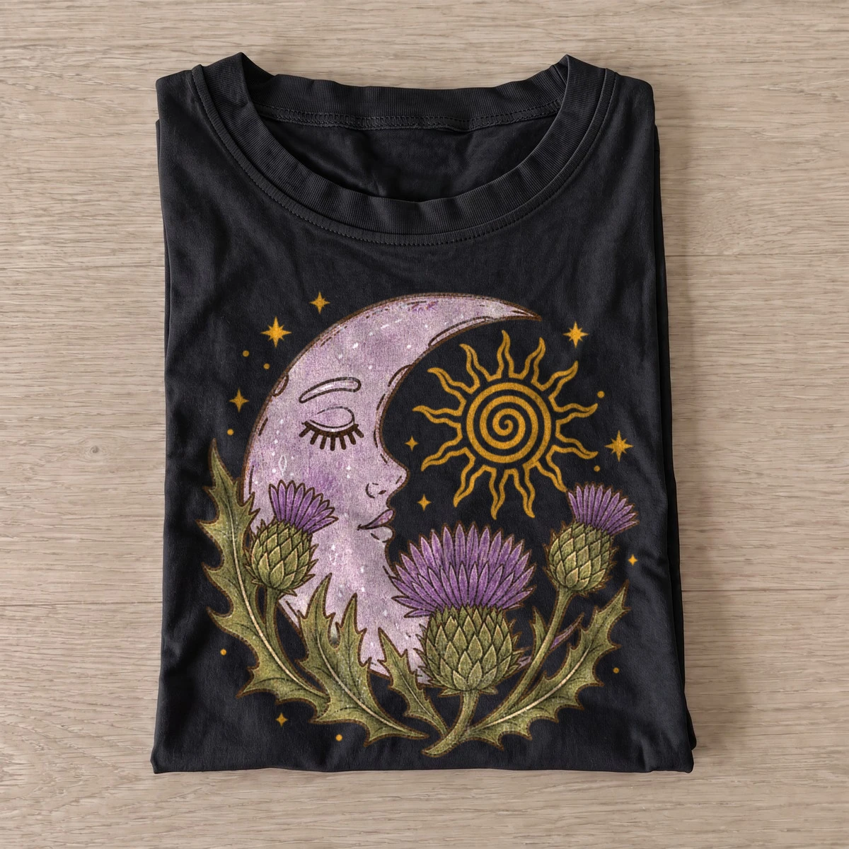 Thistle moon and sun t shirt black20thistle moon sun.webp