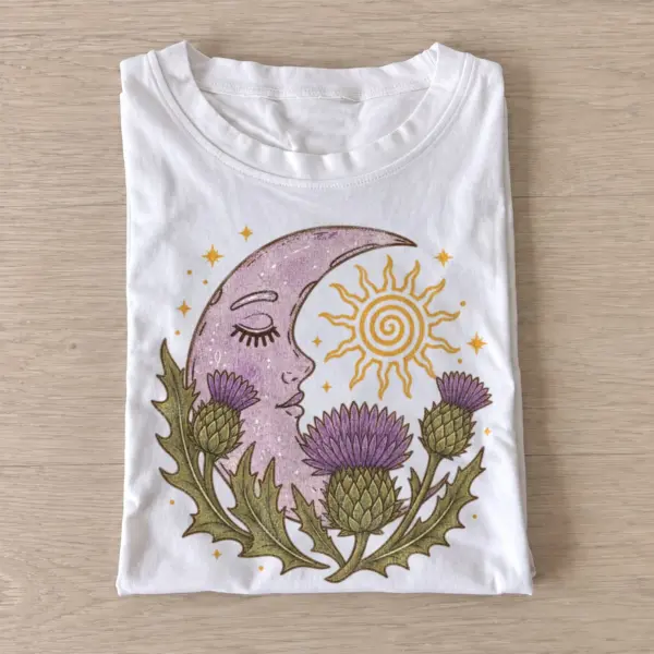 Thistle moon and sun t shirt white20thistle moon sun.webp
