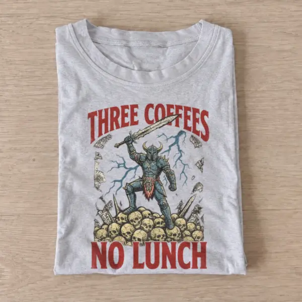 Three coffees no lunch graphic t shirt gray20three coffees no lunch.webp