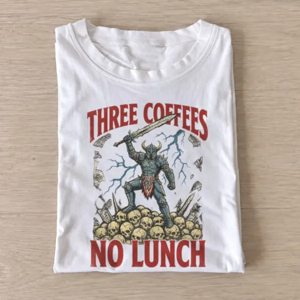 Three coffees no lunch graphic t shirt white20three coffees no lunch.webp