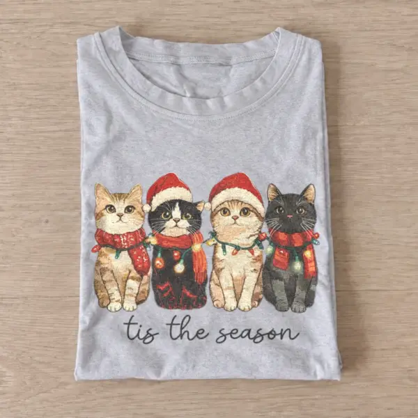 Tis the season festive cat quartet t shirt gray20festive cat quartet.webp
