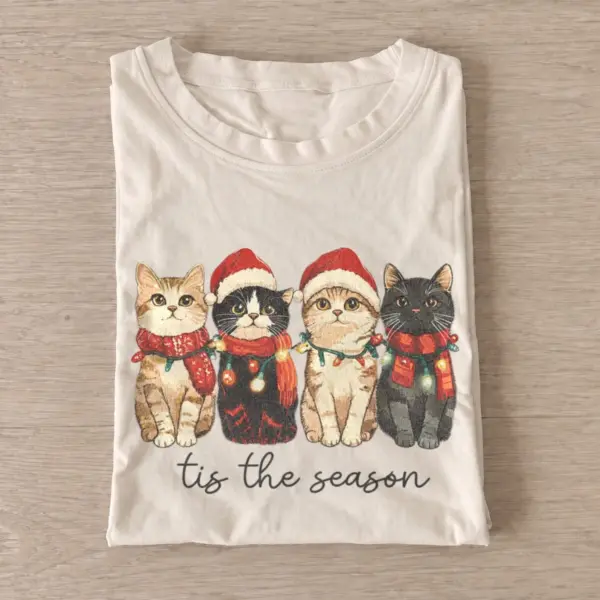Tis the season festive cat quartet t shirt sand20festive cat quartet.webp
