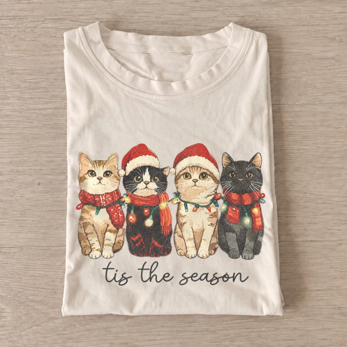 Tis the season festive cat quartet t shirt sand20festive cat quartet.webp