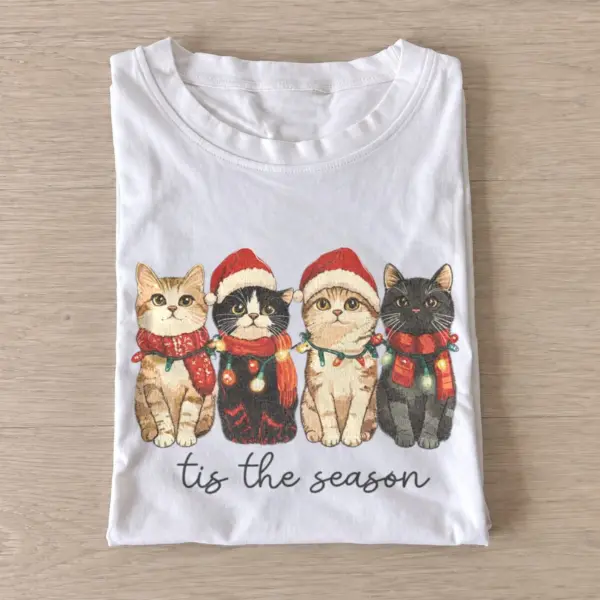 Tis the season festive cat quartet t shirt white20festive cat quartet.webp
