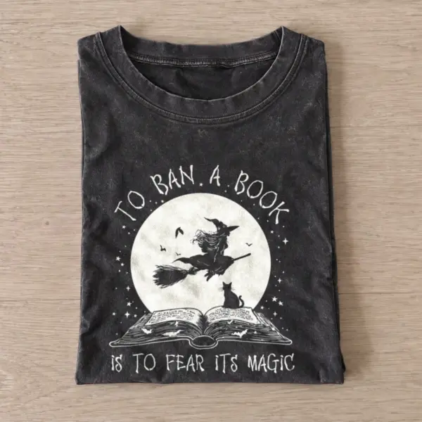 To ban a book witch magic vintage t shirt washed20black20to ban a book witch magic.webp