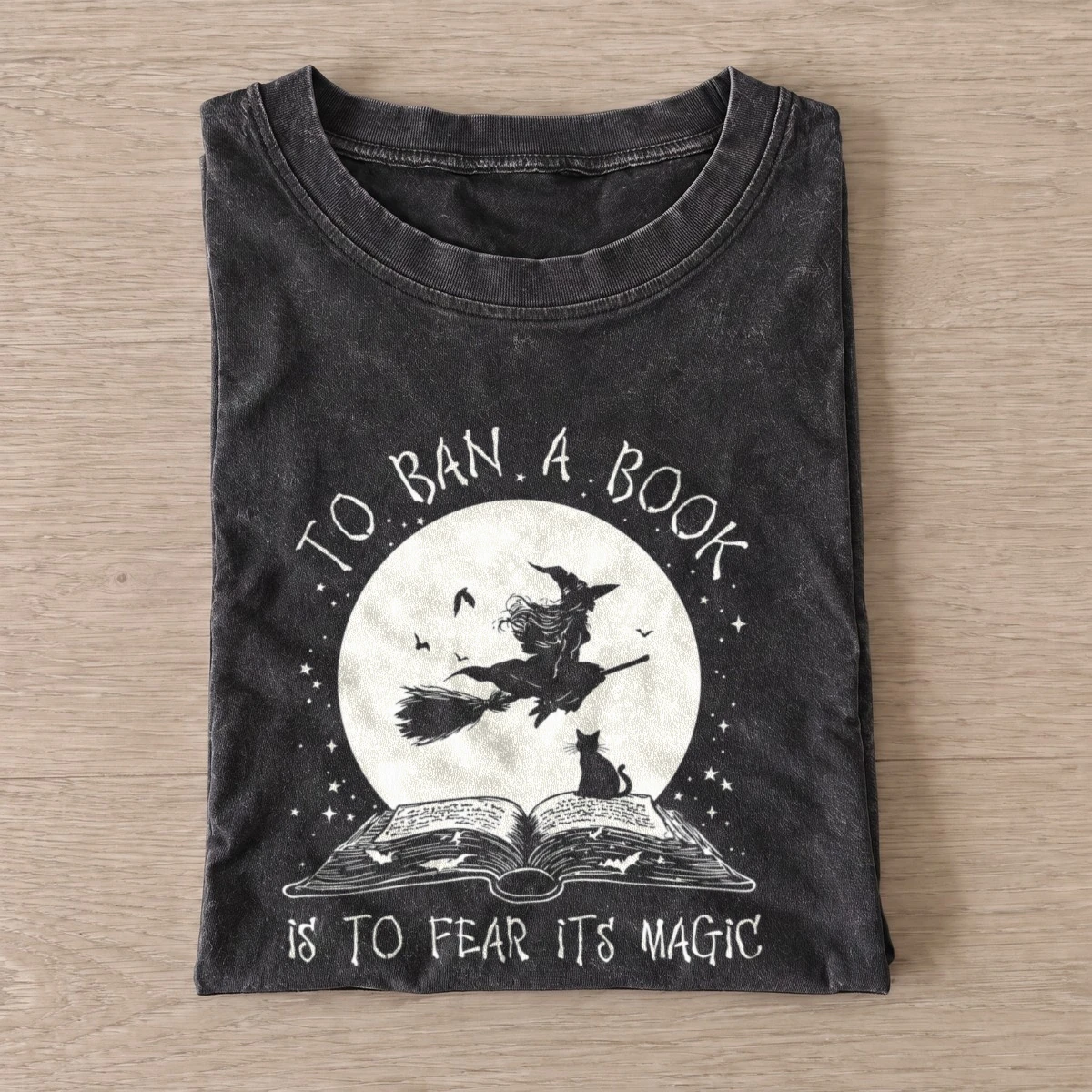 To ban a book witch magic vintage t shirt washed20black20to ban a book witch magic.webp