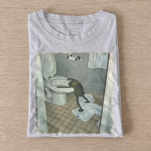 Toilet crow graphic t shirt gray20toilet crow.webp