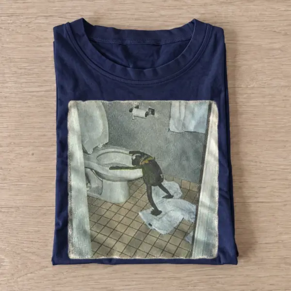 Toilet crow graphic t shirt navy20toilet crow.webp