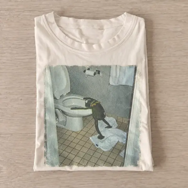 Toilet crow graphic t shirt sand20toilet crow.webp