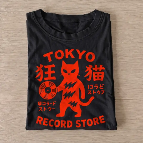 Tokyo record cat t shirt black20tokyo record cat.webp