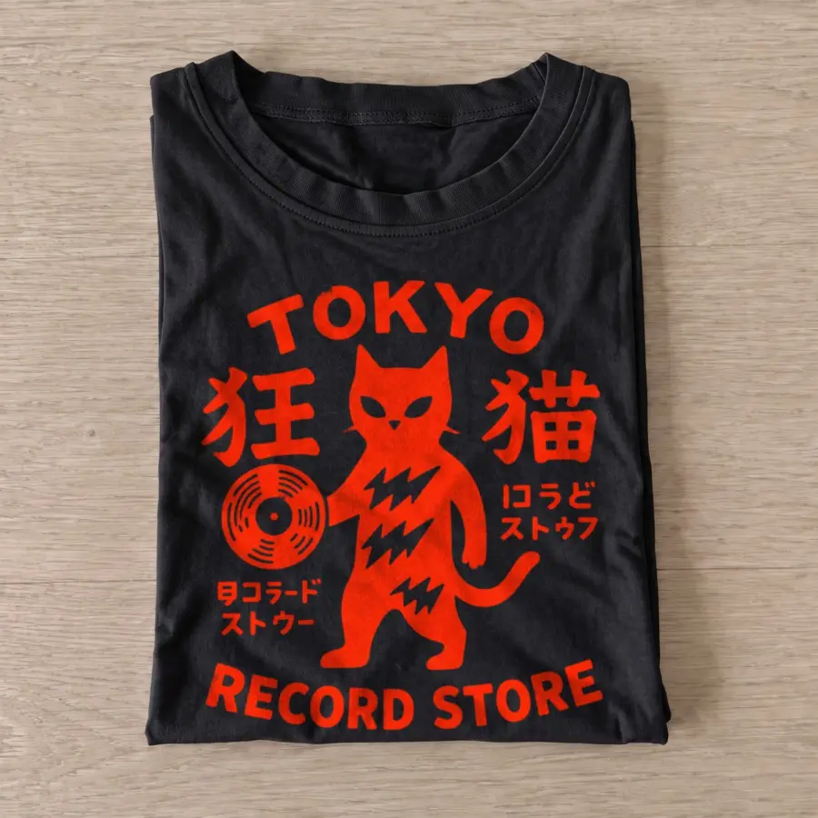 Tokyo record cat t shirt black20tokyo record cat.webp