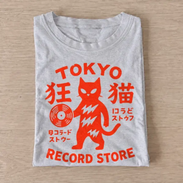 Tokyo record cat t shirt gray20tokyo record cat.webp