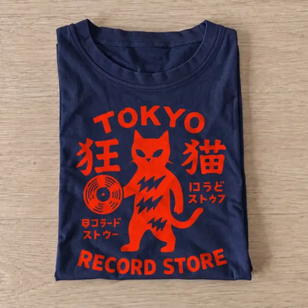 Tokyo record cat t shirt navy20tokyo record cat.webp