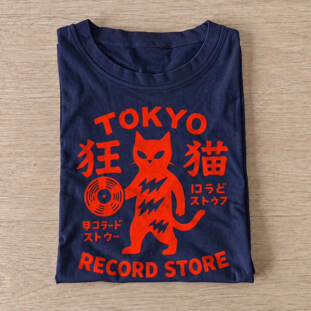 Tokyo record cat t shirt navy20tokyo record cat.webp