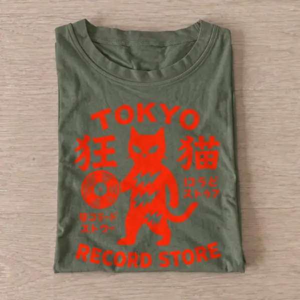 Tokyo record cat t shirt olive20tokyo record cat.webp