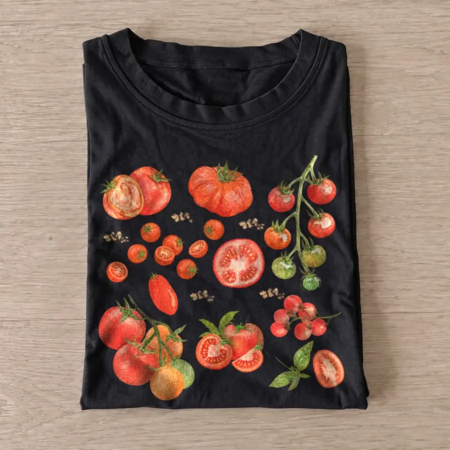 Tomato harvest botanical graphic t shirt black20tomato harvest.webp