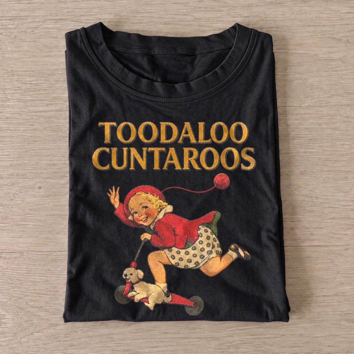 Toodaloo cuntaroos vintage girl graphic t shirt black20toodaloo jester.webp