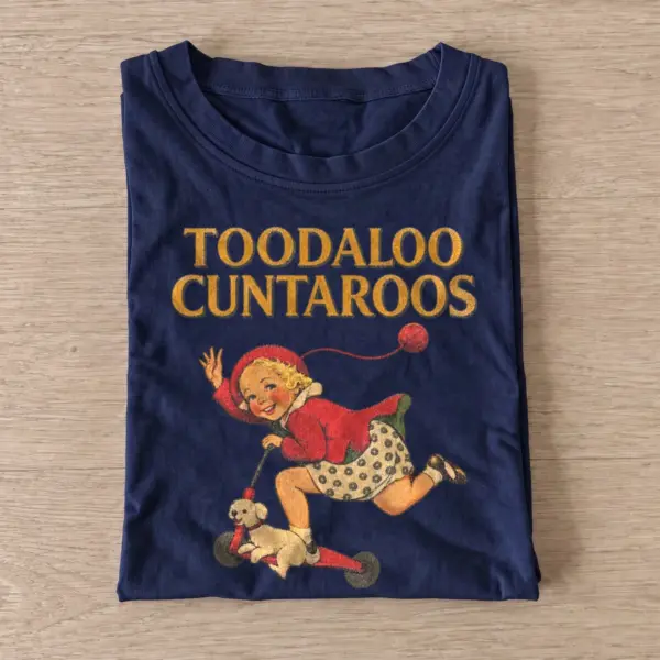 Toodaloo cuntaroos vintage girl graphic t shirt navy20toodaloo jester.webp