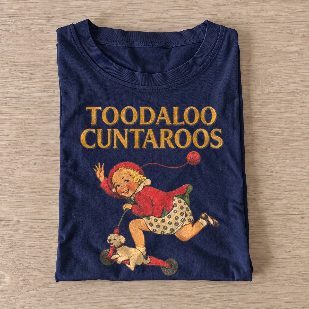 Toodaloo cuntaroos vintage girl graphic t shirt navy20toodaloo jester.webp