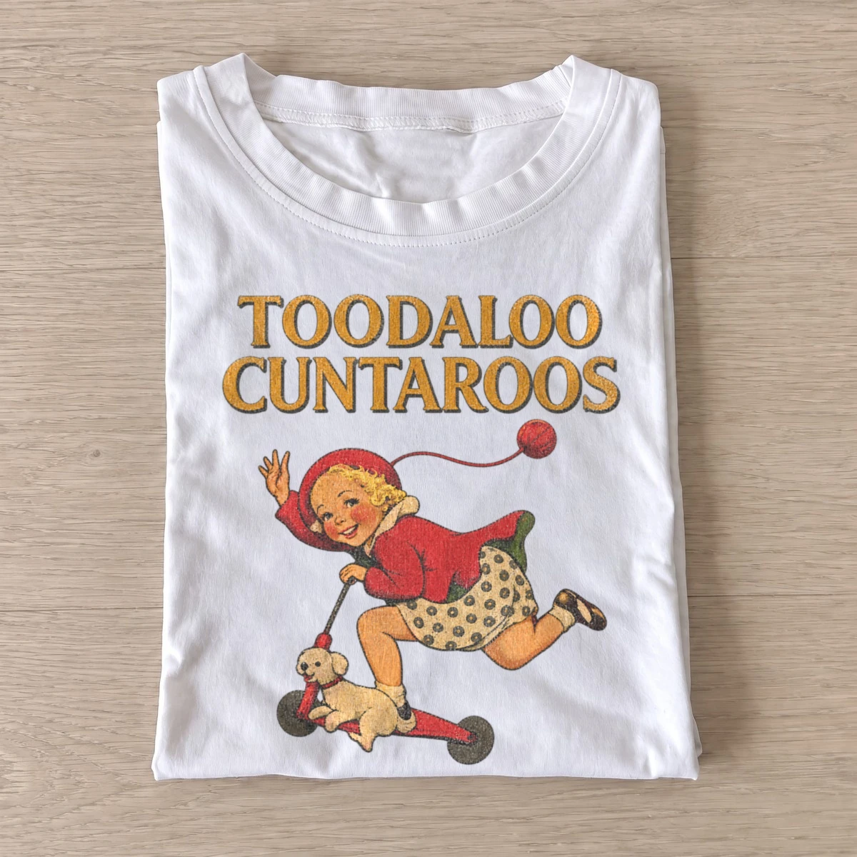 Toodaloo cuntaroos vintage girl graphic t shirt white20toodaloo jester.webp