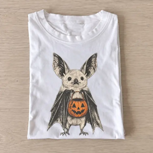 Trick or treat bat graphic t shirt white20trick or treat bat.webp