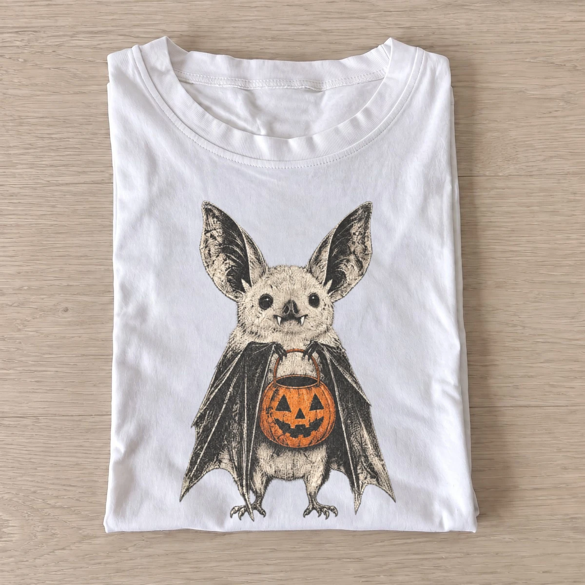 Trick or treat bat graphic t shirt white20trick or treat bat.webp