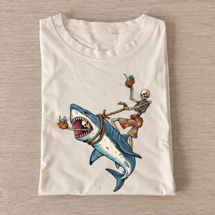 Tropical shark ride t shirt sand20tropical shark ride.webp