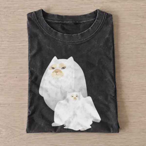 Two cats in ghost costumes vintage t shirt washed20black20two cats in ghost costumes.webp