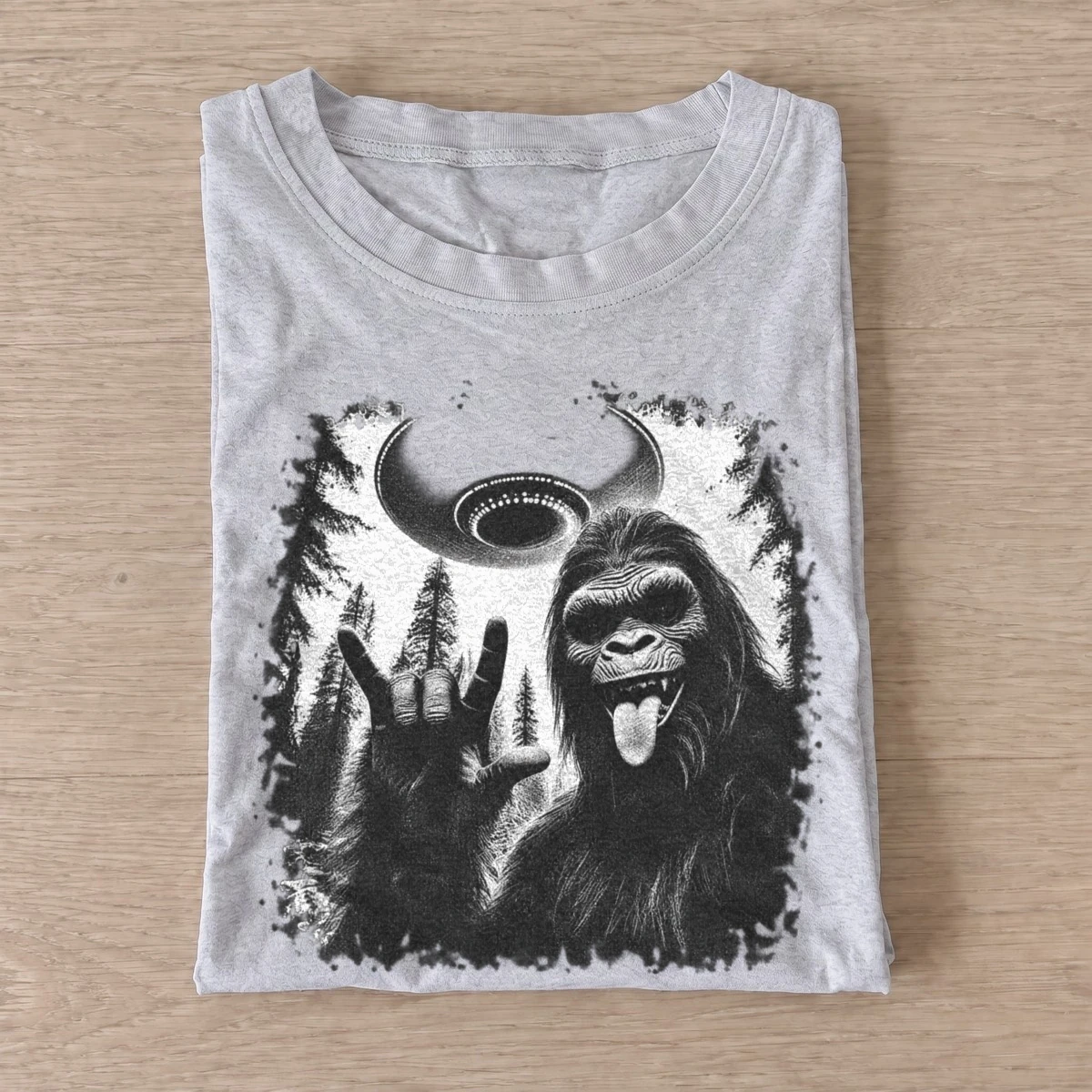 Ufo bigfoot forest graphic t shirt gray20ufo bigfoot.webp