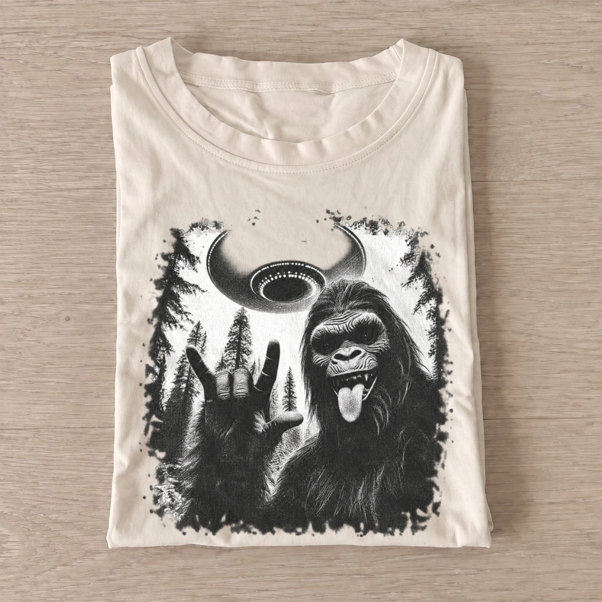 Ufo bigfoot forest graphic t shirt sand20ufo bigfoot.webp