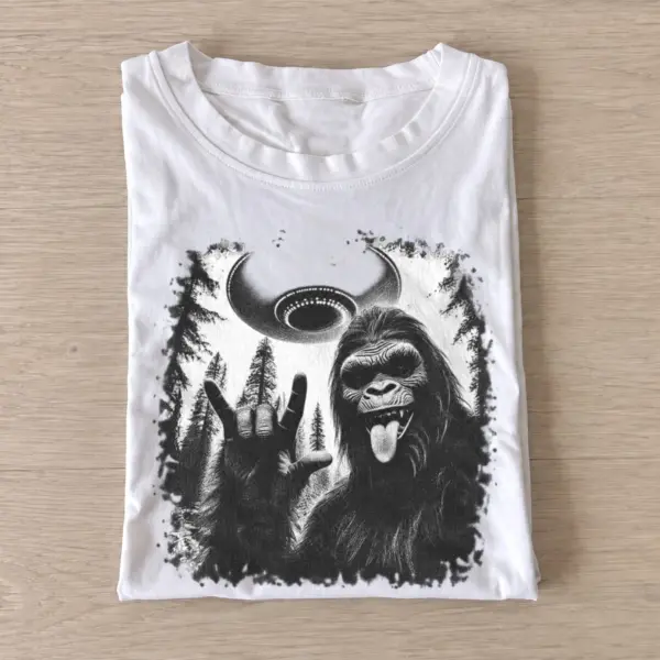Ufo bigfoot forest graphic t shirt white20ufo bigfoot.webp