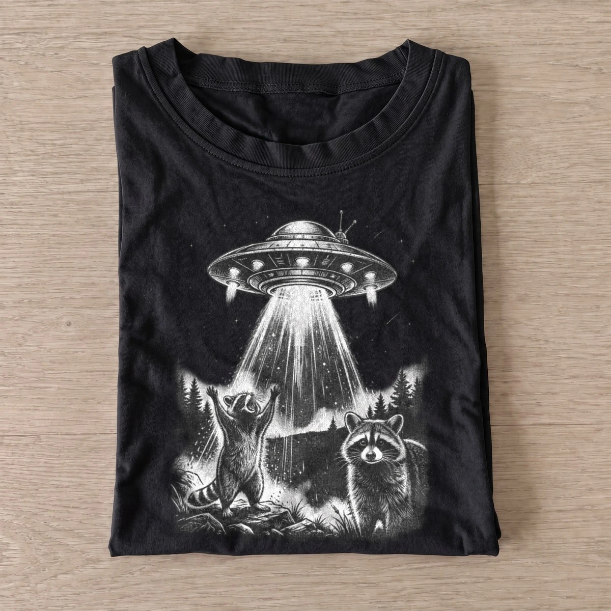Ufo raccoon encounter t shirt black20ufo raccoon encounter.webp
