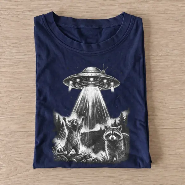 Ufo raccoon encounter t shirt navy20ufo raccoon encounter.webp