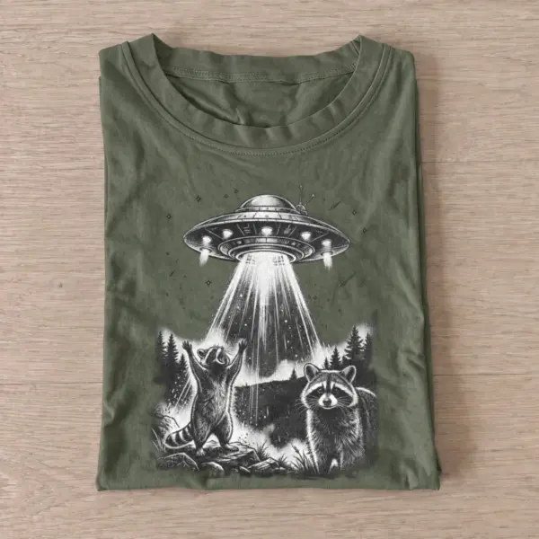 Ufo raccoon encounter t shirt olive20ufo raccoon encounter.webp
