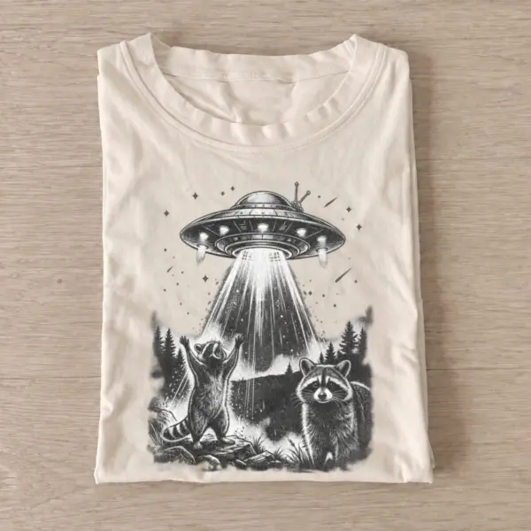 Ufo raccoon encounter t shirt sand20ufo raccoon encounter.webp