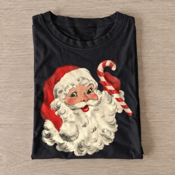 Vintage candy cane santa t shirt black20candy cane santa.webp