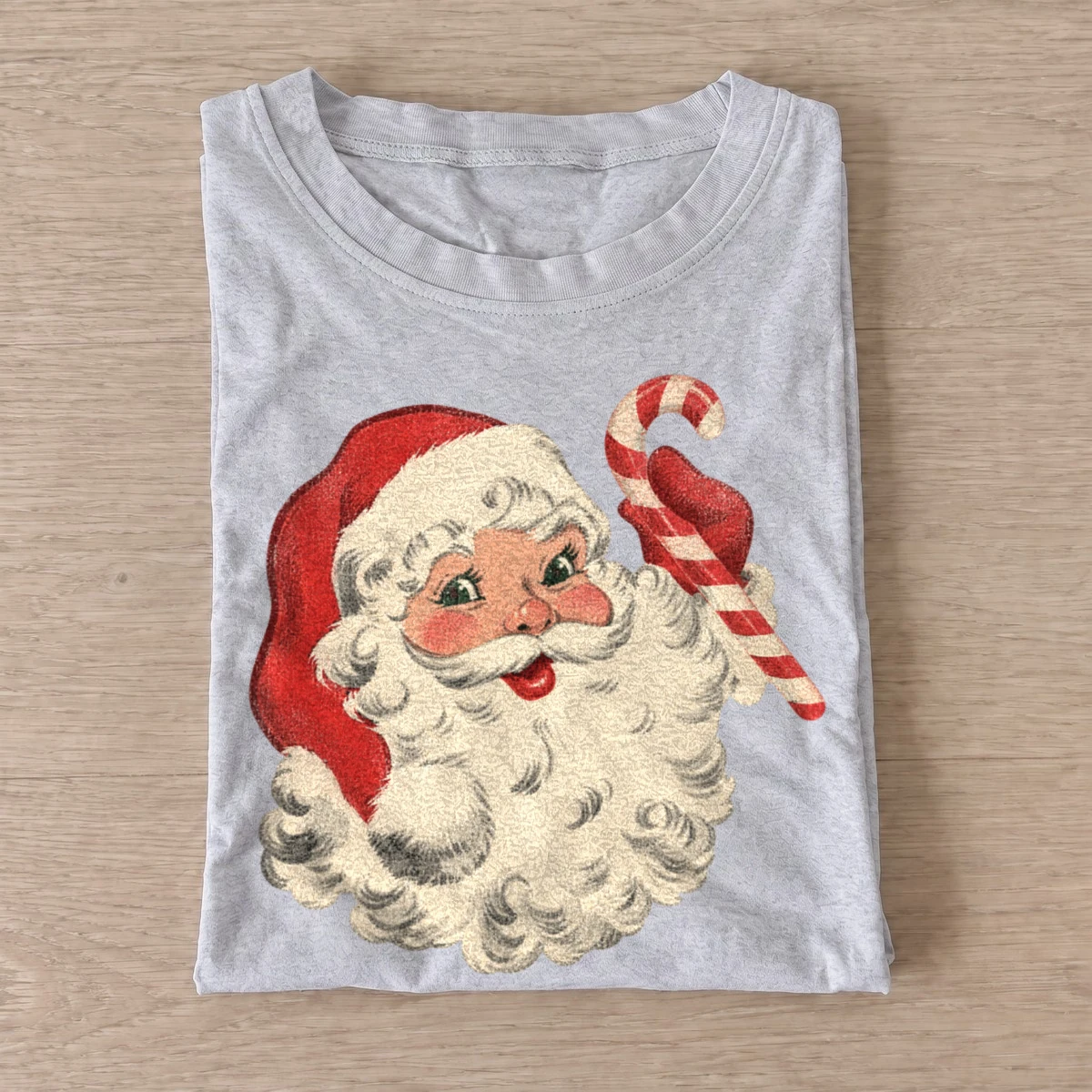 Vintage candy cane santa t shirt gray20candy cane santa.webp