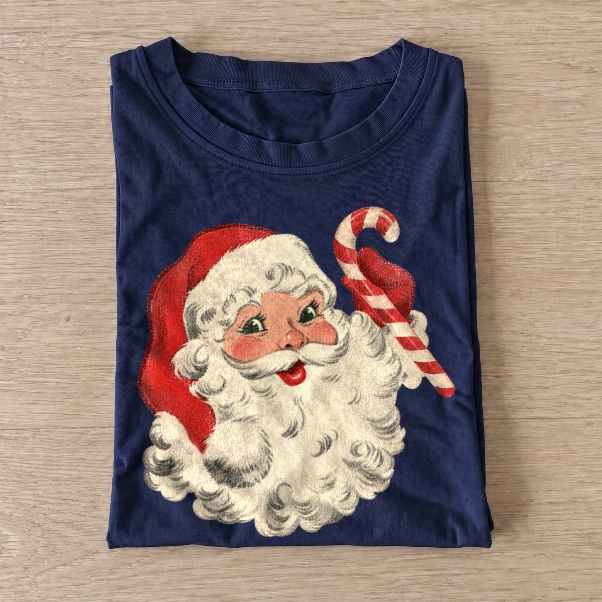 Vintage candy cane santa t shirt navy20candy cane santa.webp