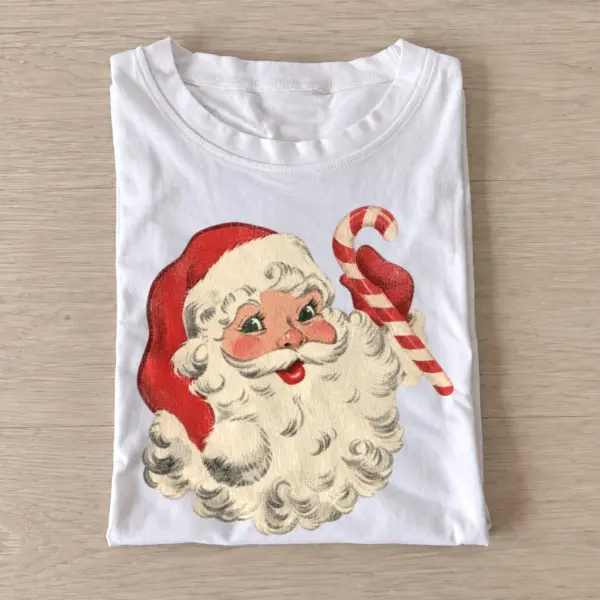 Vintage candy cane santa t shirt white20candy cane santa.webp